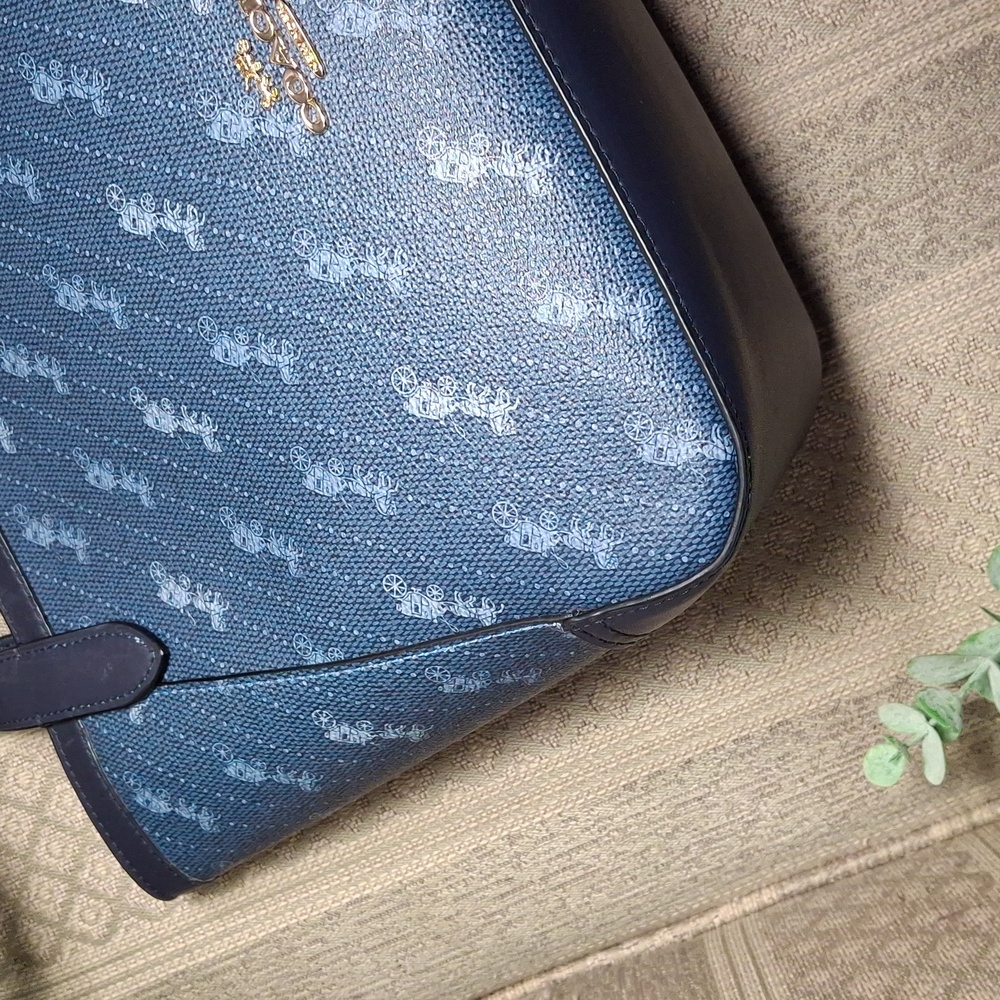 Coach Navy Blue Monogram Tote - Picture 8 of 16